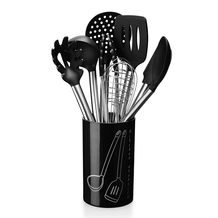 Kitchen tools stainless steel tube handle silicone kitchenware silicone kitchenware 8-piece kitchenware set